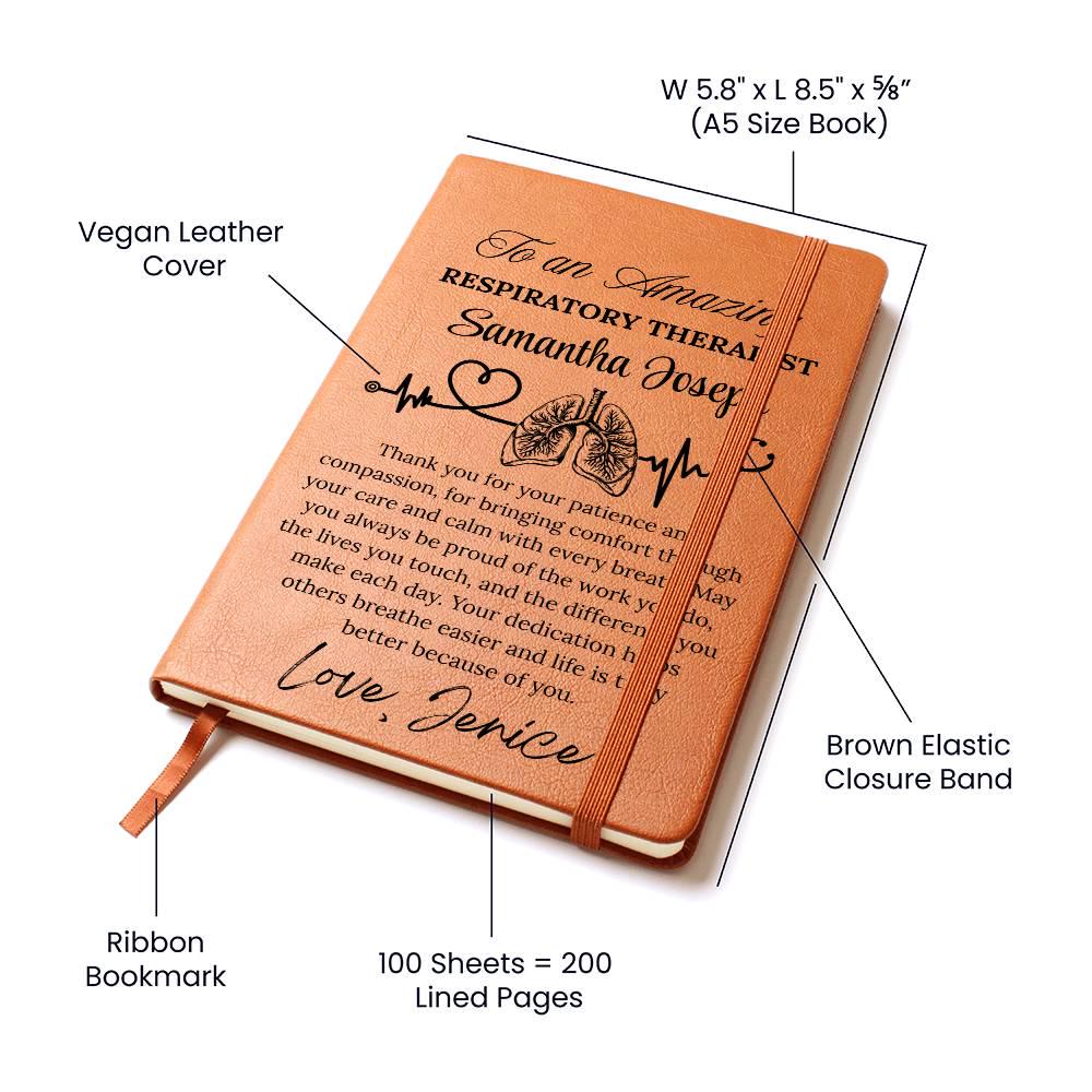 Respiratory Therapist Gift Personalized Vegan Leather Journal – view 4