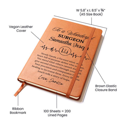 Surgeon Gift Personalized Vegan Leather Journal – Gift for Heart – view 4