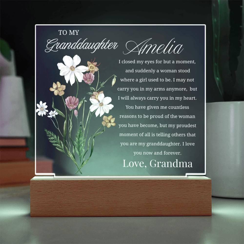 To My Granddaughter Gift Personalized Acrylic Plaque With LED Base – view 2