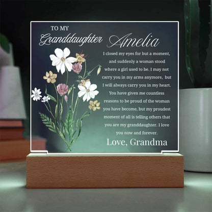 To My Granddaughter Gift Personalized Acrylic Plaque With LED Base – view 2
