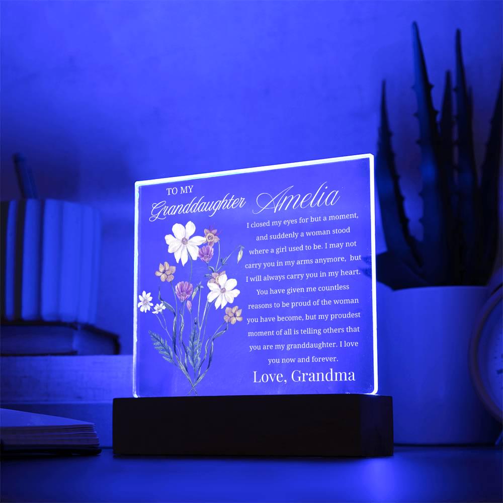 To My Granddaughter Gift Personalized Acrylic Plaque With LED Base – view 3