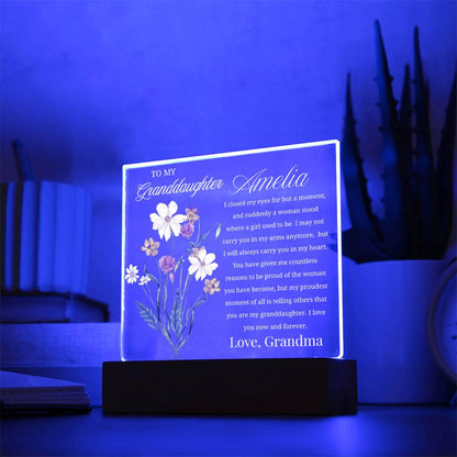 To My Granddaughter Gift Personalized Acrylic Plaque With LED Base – view 3