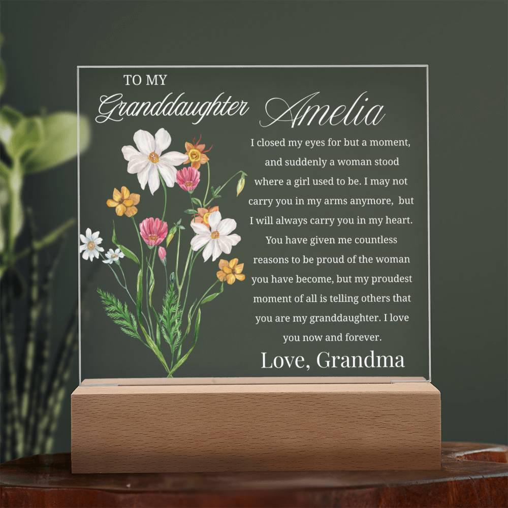 To My Granddaughter Gift Personalized Acrylic Plaque With LED Base – view 8