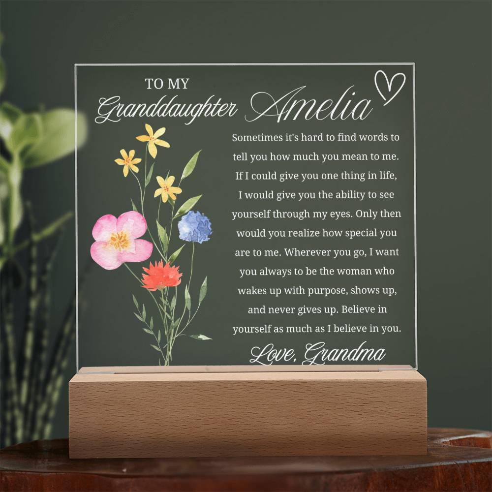 Personalized Granddaughter Gift Acrylic Plaque With LED Base – view 4