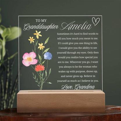 Personalized Granddaughter Gift Acrylic Plaque With LED Base – view 4