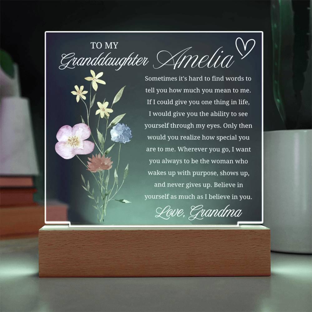 Personalized Granddaughter Gift Acrylic Plaque With LED Base – view 3