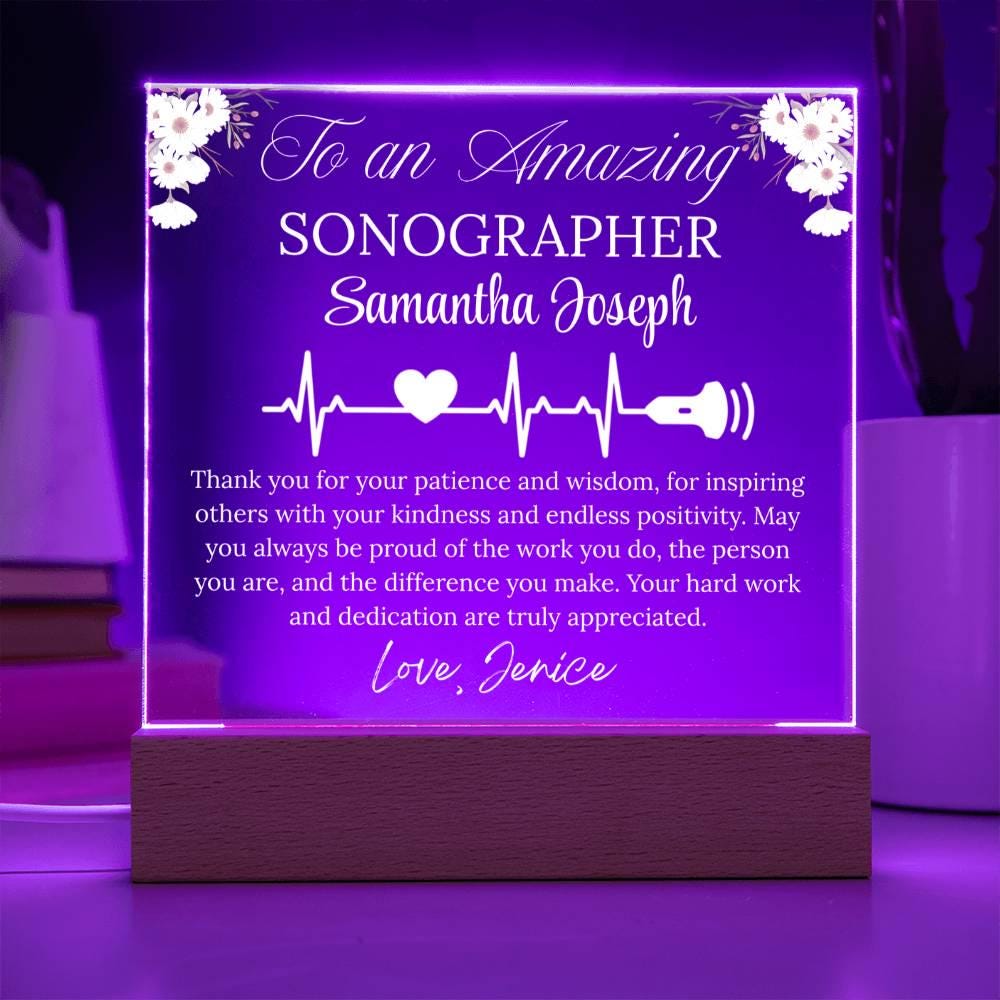 Sonographer Gift Personalized Acrylic Plaque With LED Base – view 5