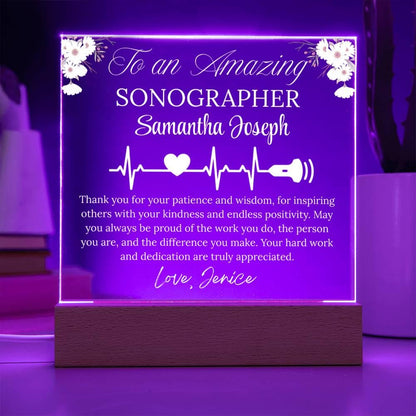 Sonographer Gift Personalized Acrylic Plaque With LED Base – view 5