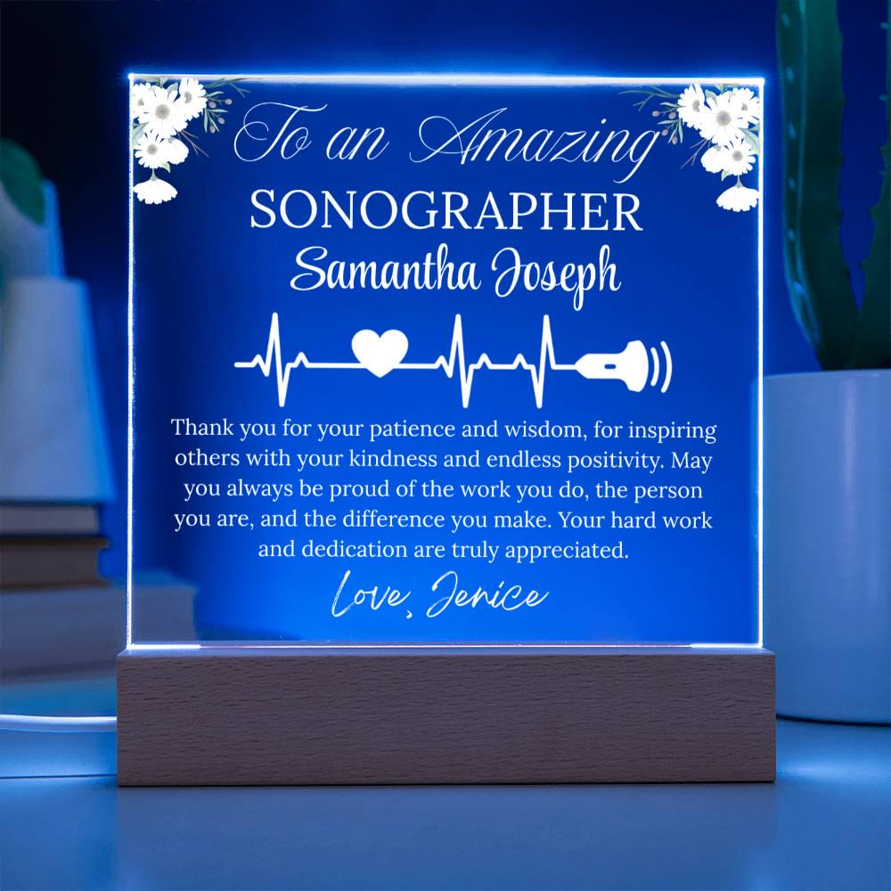 Sonographer Gift Personalized Acrylic Plaque With LED Base – view 4