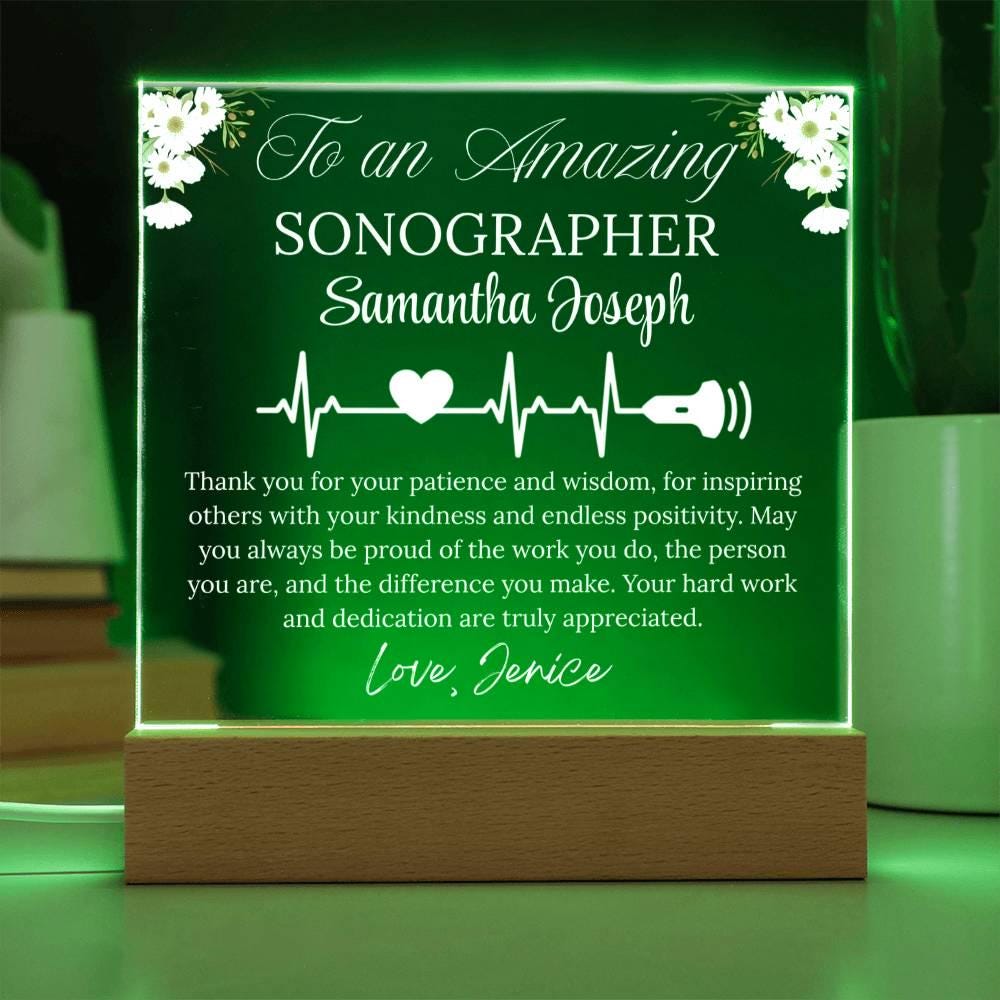 Sonographer Gift Personalized Acrylic Plaque With LED Base – view 8