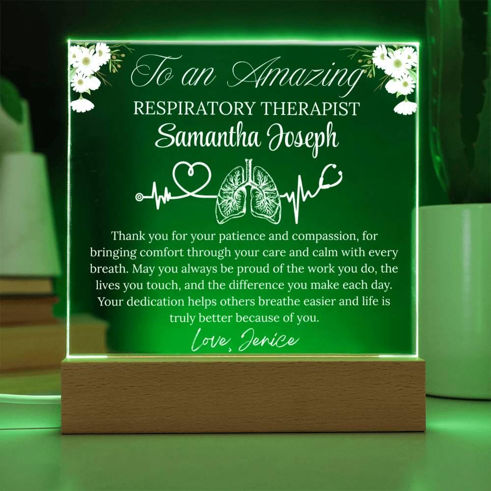 Respiratory Therapist Gift Personalized Acrylic Plaque With LED Base – view 8
