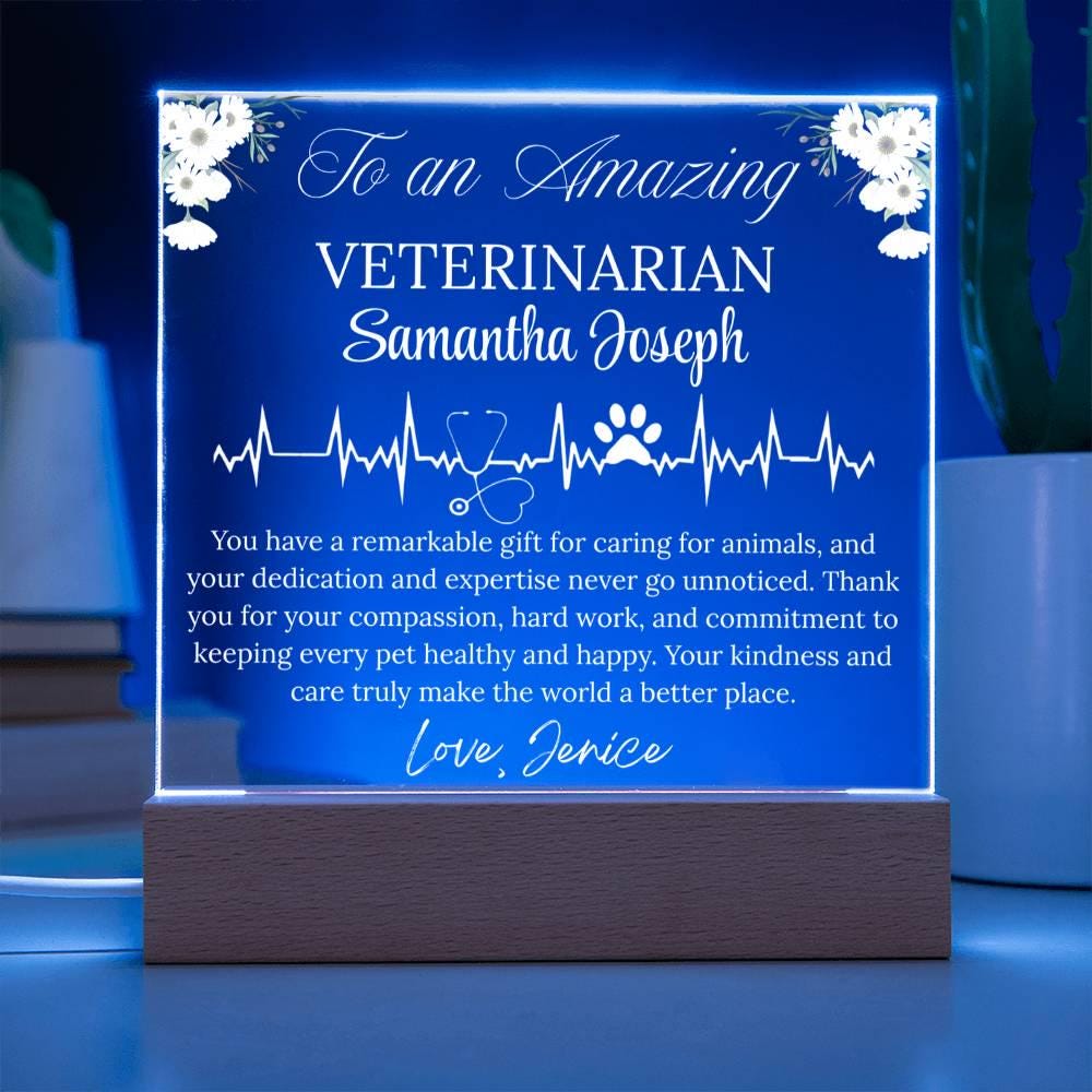 Veterinarian Gift Personalized Acrylic Plaque With LED Base – view 4