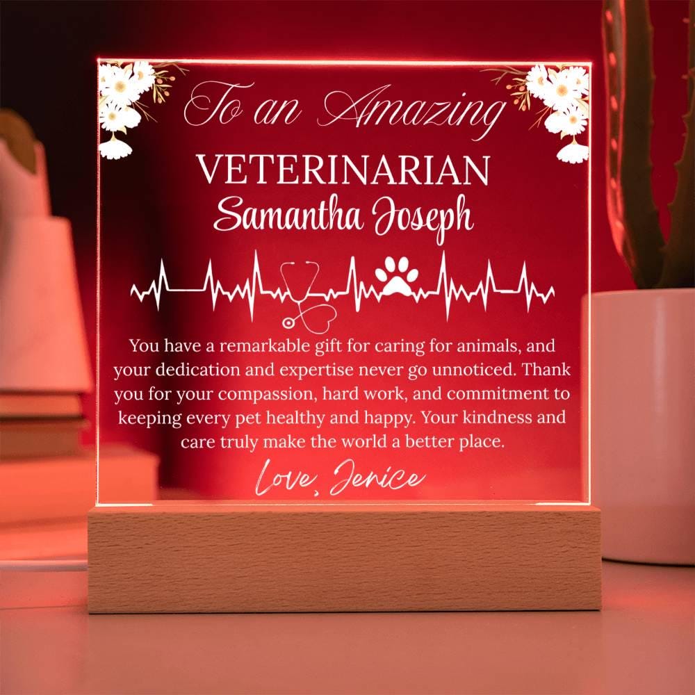 Veterinarian Gift Personalized Acrylic Plaque With LED Base – view 6