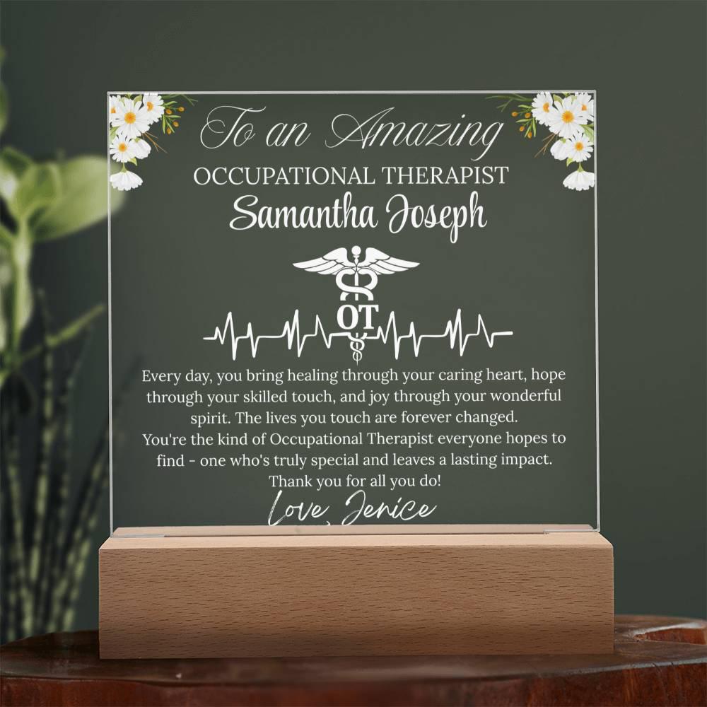 Occupational Therapist Gift Personalized Acrylic Plaque With LED Base – view 9