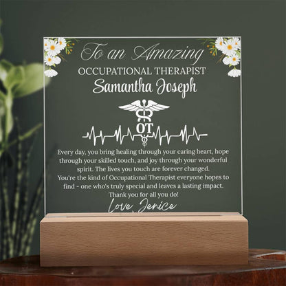 Occupational Therapist Gift Personalized Acrylic Plaque With LED Base – view 9