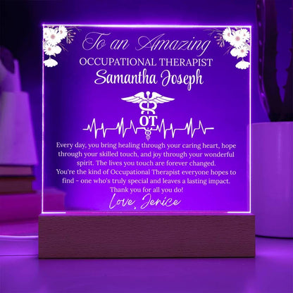 Occupational Therapist Gift Personalized Acrylic Plaque With LED Base – view 5