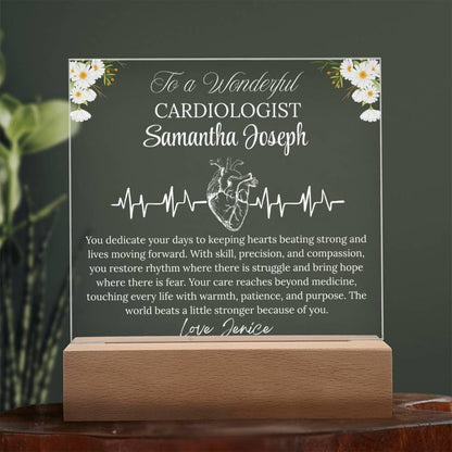 Cardiologist Gift Personalized Acrylic Plaque With LED Base – view 5