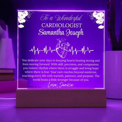 Cardiologist Gift Personalized Acrylic Plaque With LED Base – view 4