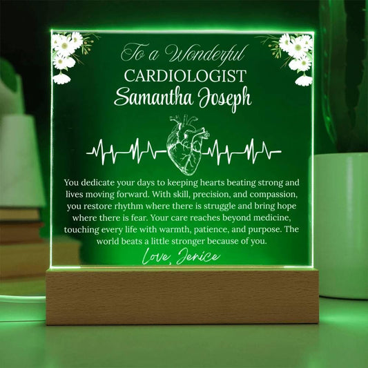 Cardiologist Gift Personalized Acrylic Plaque With LED Base – view 2