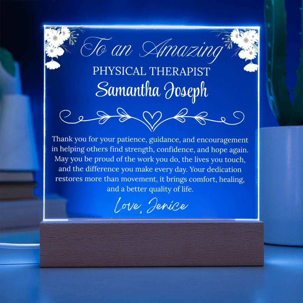Physical Therapist Gift Personalized Acrylic Plaque With LED Base – view 4