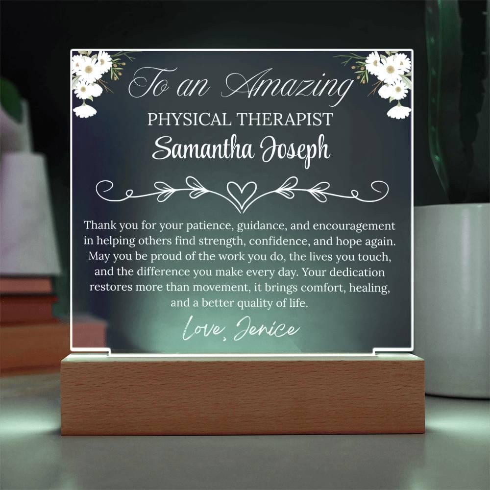 Physical Therapist Gift Personalized Acrylic Plaque With LED Base