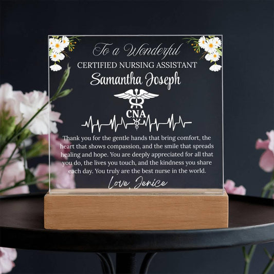 CNA Gift Personalized Acrylic Plaque With LED Base – Thank You Gift – view 2