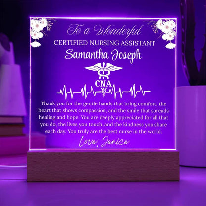 CNA Gift Personalized Acrylic Plaque With LED Base – Thank You Gift – view 5