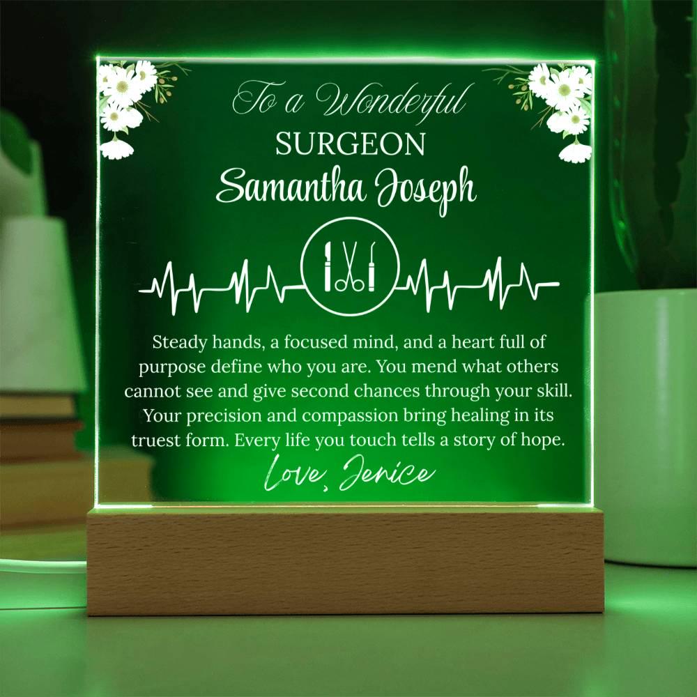 Surgeon Gift Personalized Acrylic Plaque With LED Base – Brain – view 10