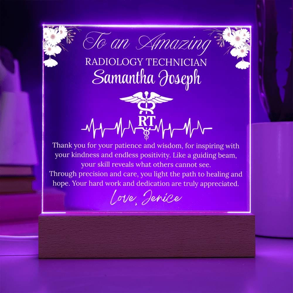 Radiology Technician Gift Personalized Acrylic Plaque With LED Base – view 4