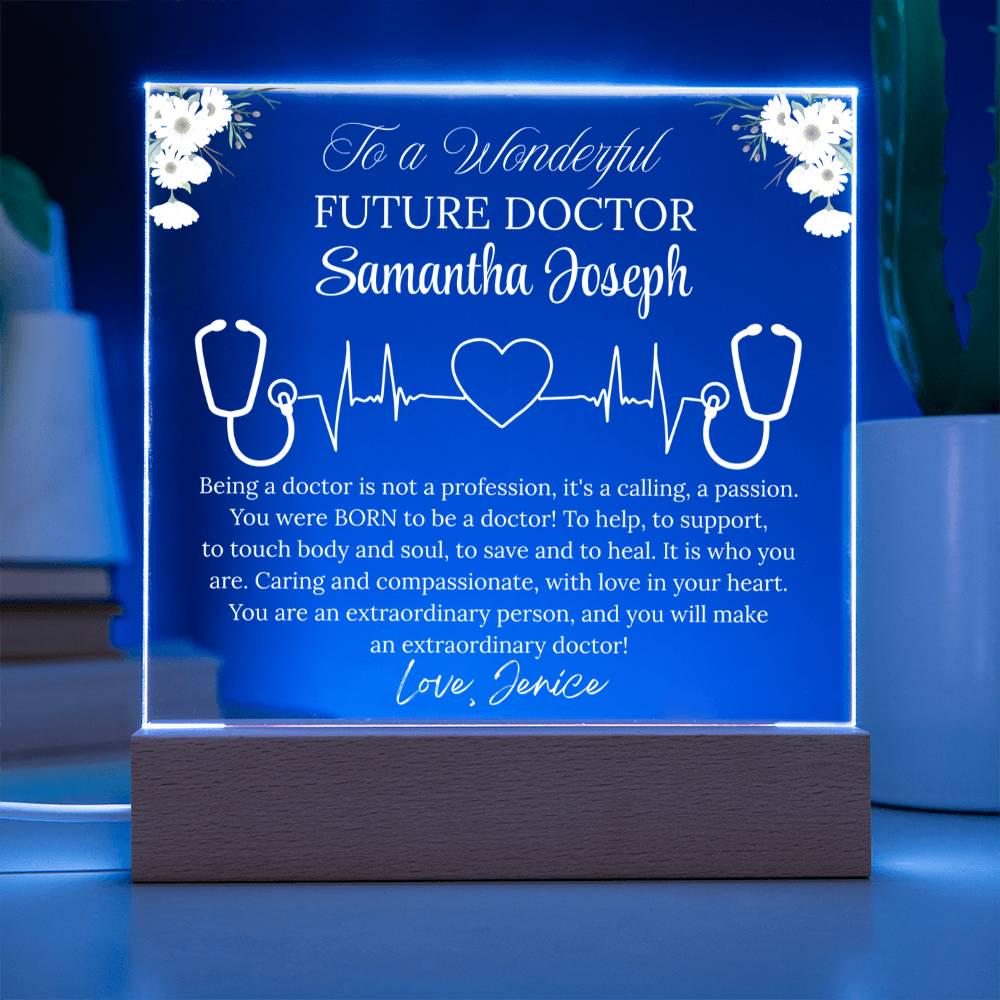Future Doctor Gift Personalized Acrylic Plaque With LED Base – view 4