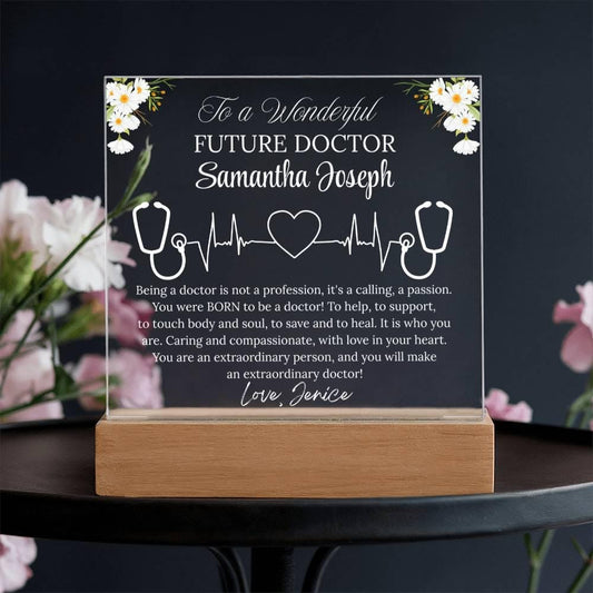 Future Doctor Gift Personalized Acrylic Plaque With LED Base – view 2