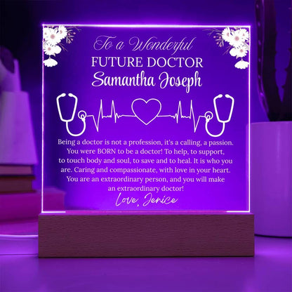 Future Doctor Gift Personalized Acrylic Plaque With LED Base – view 5