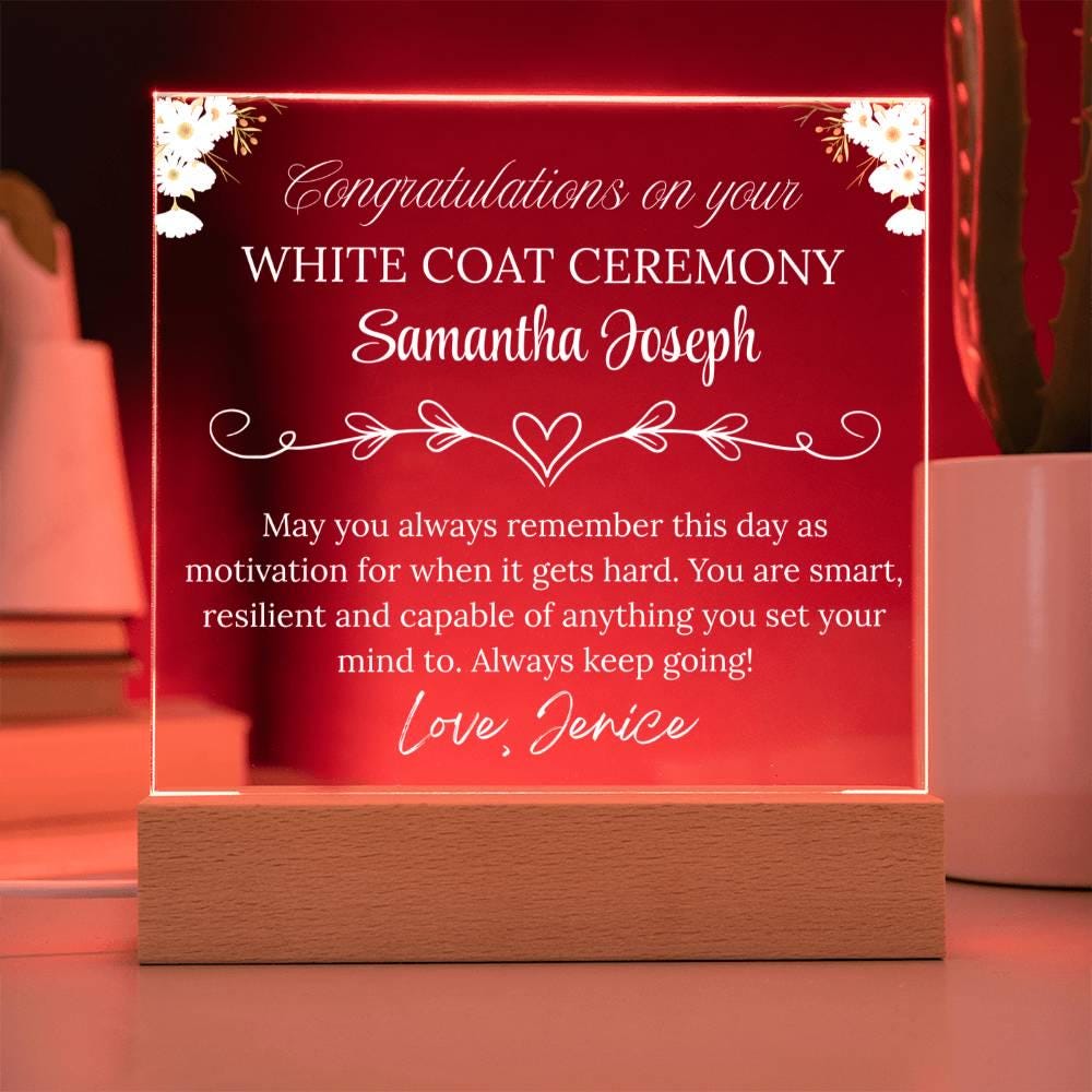 White Coat Ceremony Gift Personalized Acrylic Plaque With LED Base – view 9