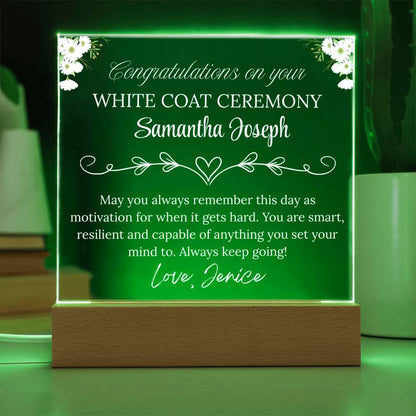 White Coat Ceremony Gift Personalized Acrylic Plaque With LED Base – view 8