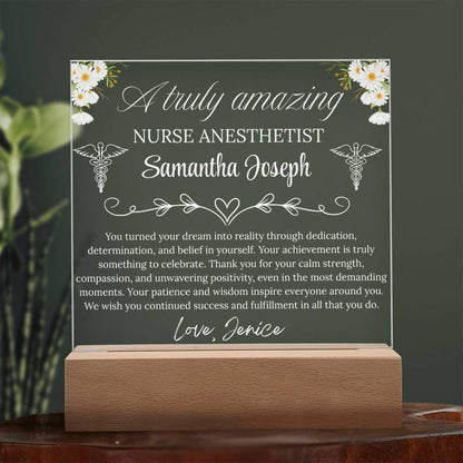 Nurse Anesthetist Gift Personalized Acrylic Plaque With LED Base – view 10