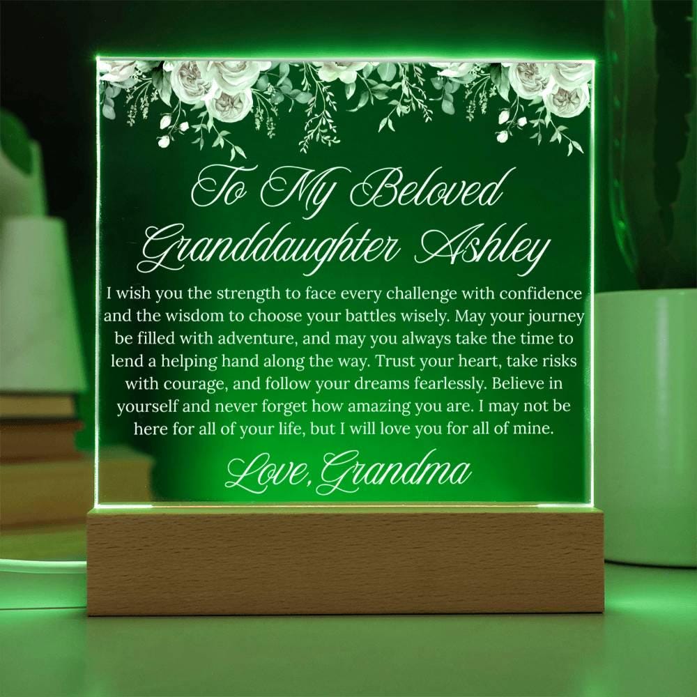 Personalized Granddaughter Gift Acrylic Plaque With LED Base – view 10