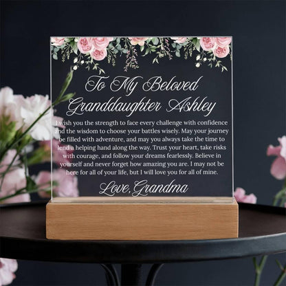 Personalized Granddaughter Gift Acrylic Plaque With LED Base – view 2